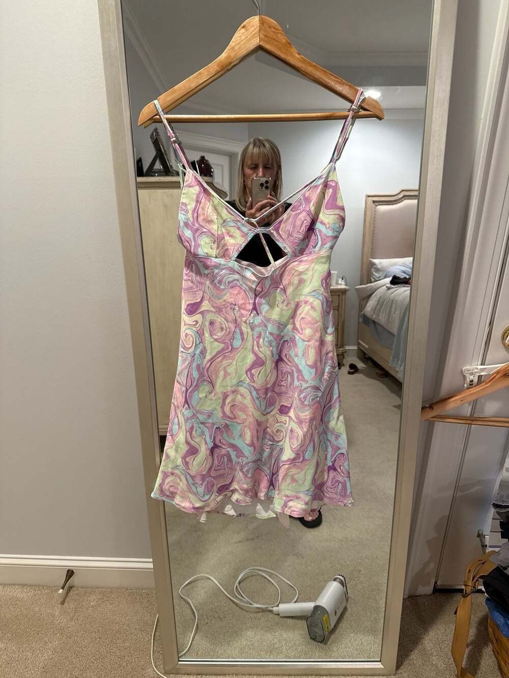 Zara Marble Print Cutout Mini Dress Size L